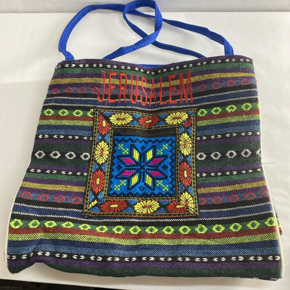 Embroidered Handbag Bag Jerusalem Multi-Color Boho Canvas Chic